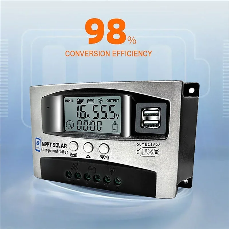 10/30/40/50/60A Step-Down MPPT Solar Charge Controller LCD Display Solar Panel Controller 12-60V 18V-150V Wide Voltage Regulator