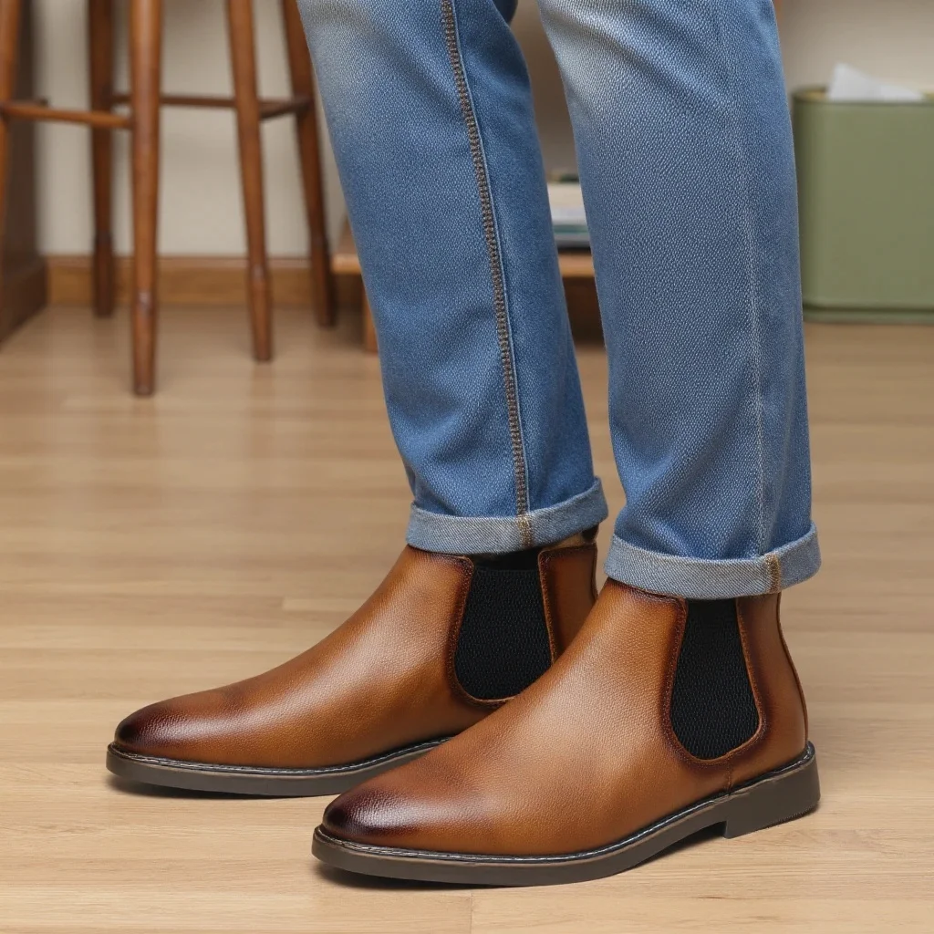 

Мужские ботинки челси, брендовые, 2026, повседневные, удобные, модные, в стиле ретро, кожаные