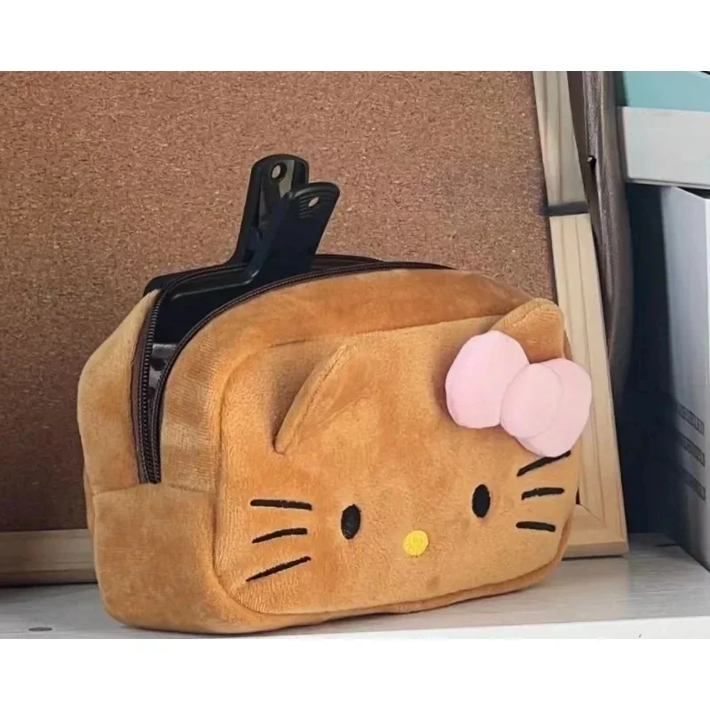 Kawaii Sanrio Hello Kitty Anime Plush Pencil Case Students Girls Cartoon Portable Cosmetic Bag Back To School Pen Storage Bag