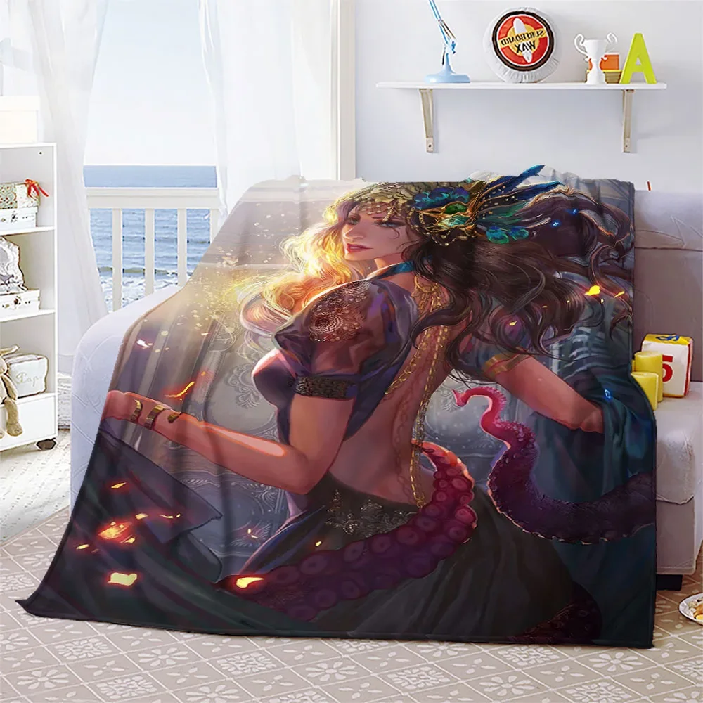 Siren Throw Blanket Cthulhu Octopus Mermaid 3D Printed Flannel Soft Blanket Living Room Sofa Cover Bedspread Girl Birthday Gifts