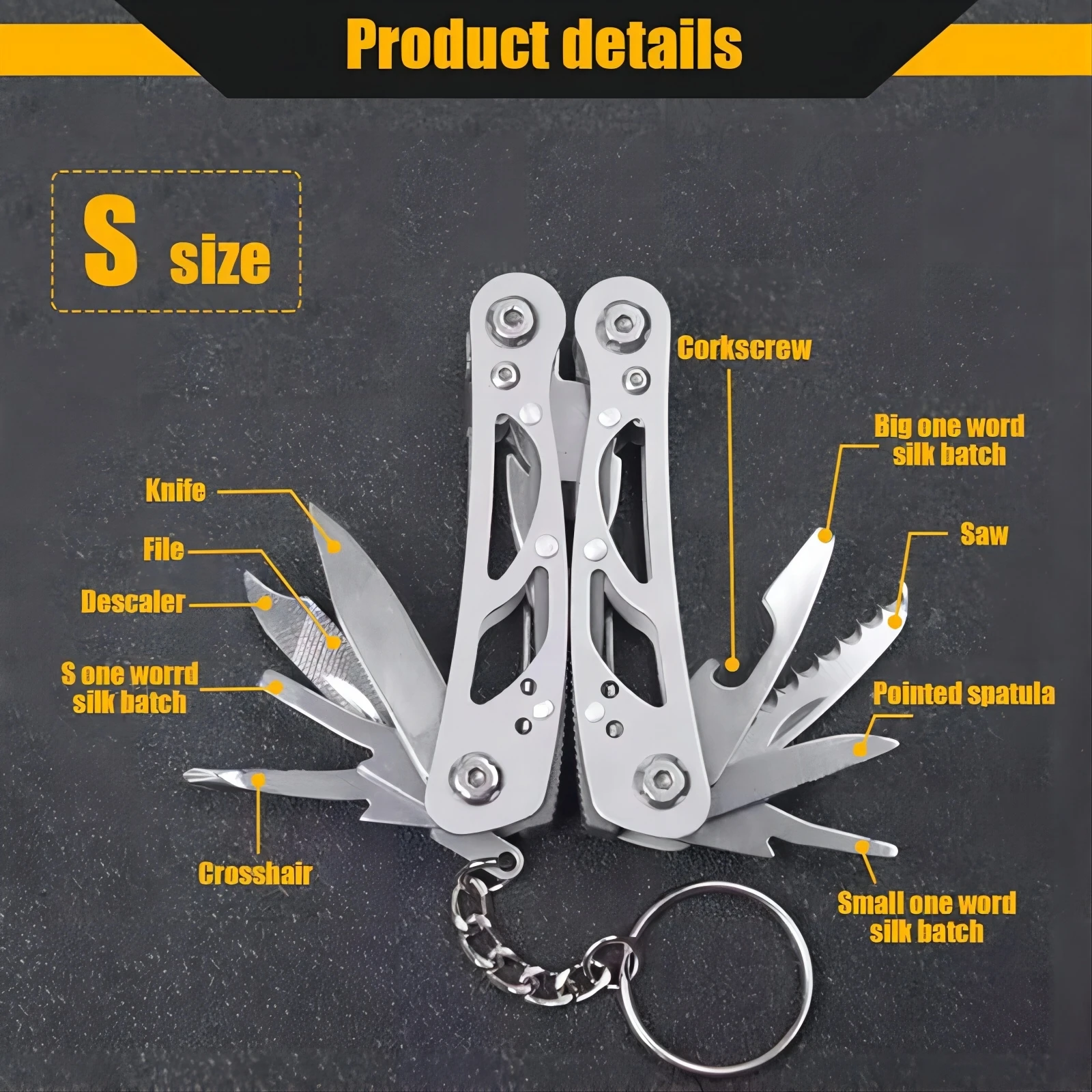 Imagem -04 - Alicatador Dobrável Multifunções Pocket Knife Sobrevivência ao ar Livre Ferramentas de Caça Aço Inoxidável Multi-ferramenta Pocket Knife