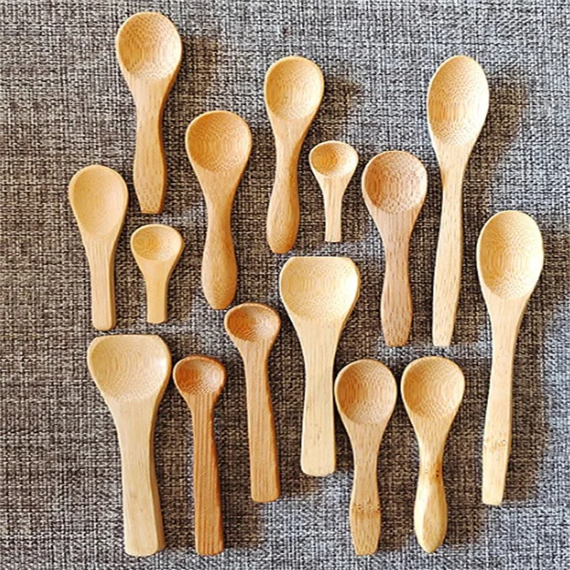 New 5pcs Mini Ice Cream Spoon Natural Wooden Dessert Scoop Western Wedding Party Tableware Kitchen Coffee Accessories Tools