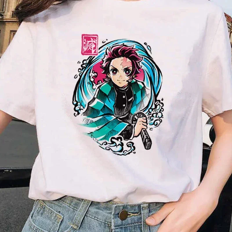 Classic Cartoon Demon Slayer Anime Graphic T Shirts for Woman Japanese Cartoon Two-dimensional Short Sleeve Tees Harajuku Tops