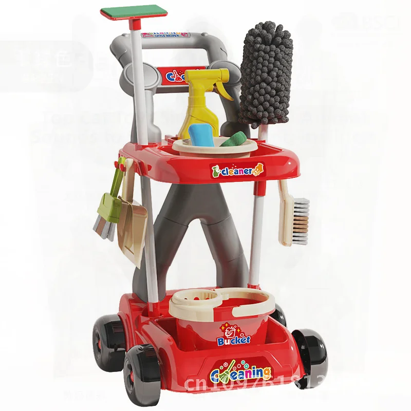 Children's Play House Sweeping Toy Set - Mop Broom Dustpan Combo for Kids 4-6 Years Old Intellectual Development Interactive