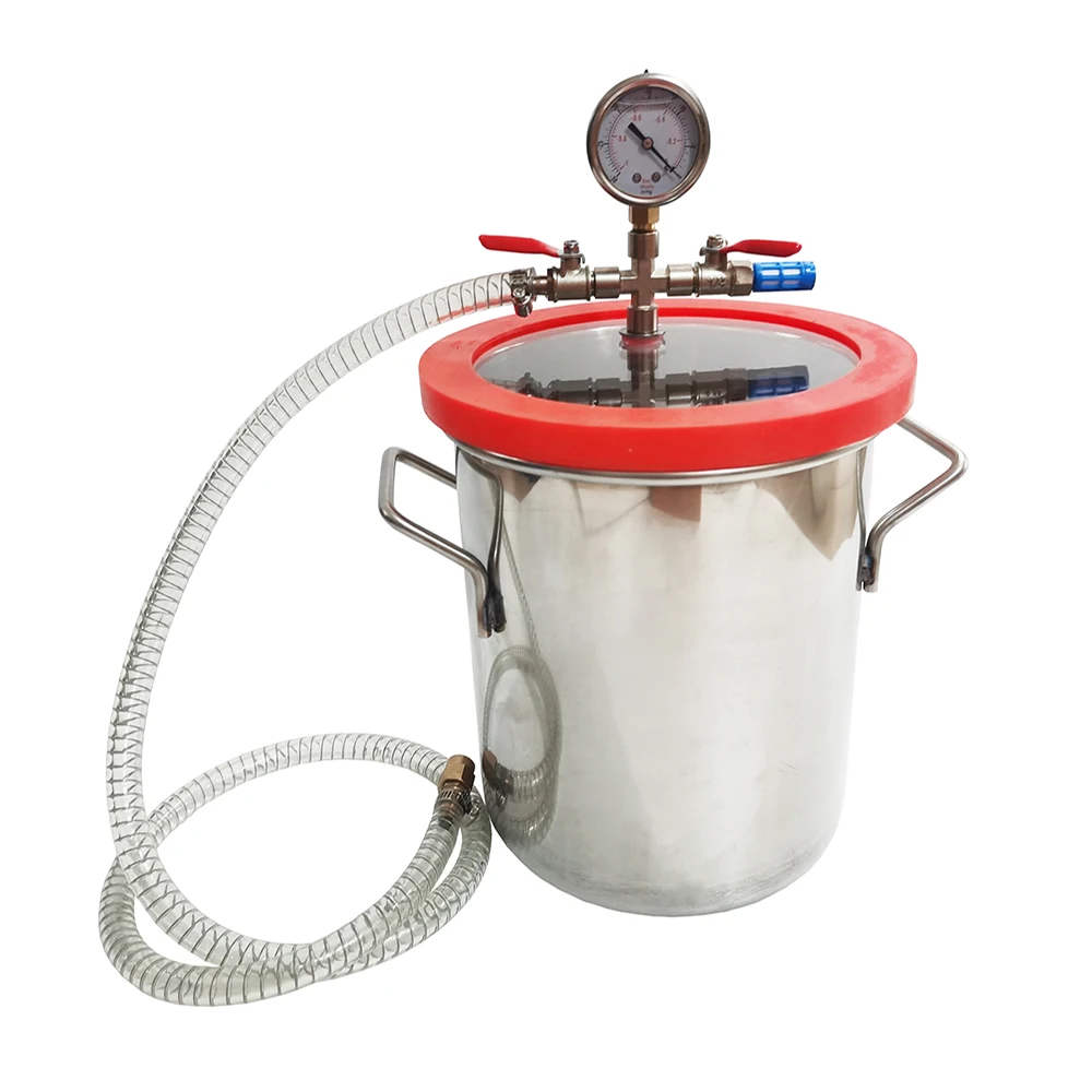 

2 Gallon 8L Stainless Steel Vacuum Degassing Chamber Vacuum Defoaming Barrel For Silicone Resin AB Adhesive 20x24CM Acrylic Lid