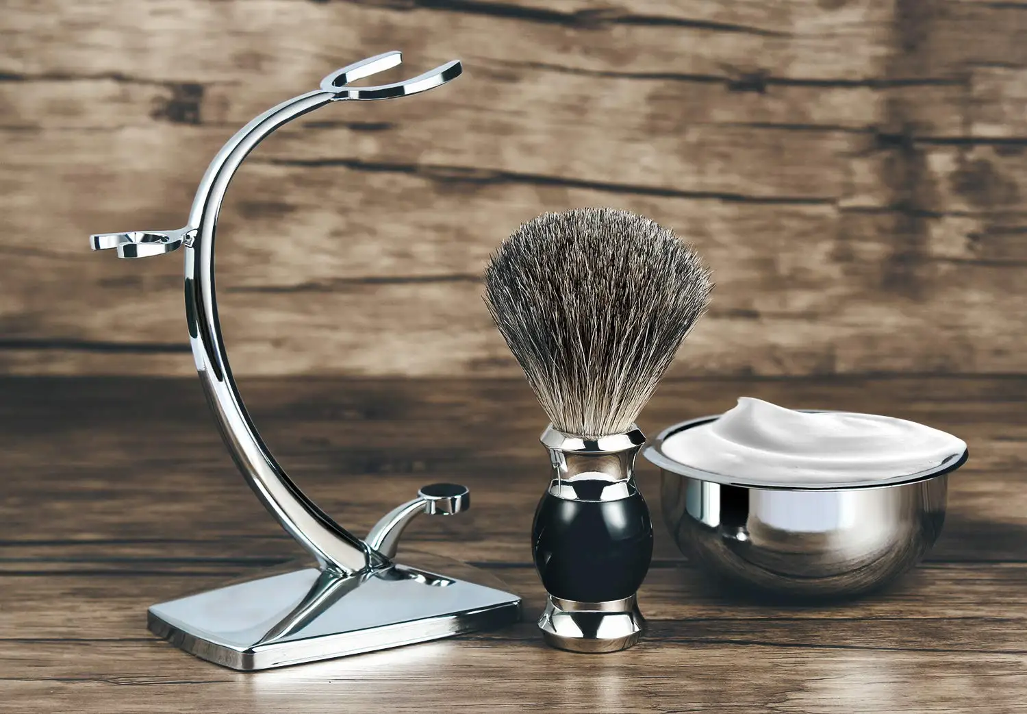 Shaving Set, Shaving Stand,  Soap Bowl, Double Edge Safety Razor，and 70% Badger Hair 30% Wool Brush - Perfect Gift for Men