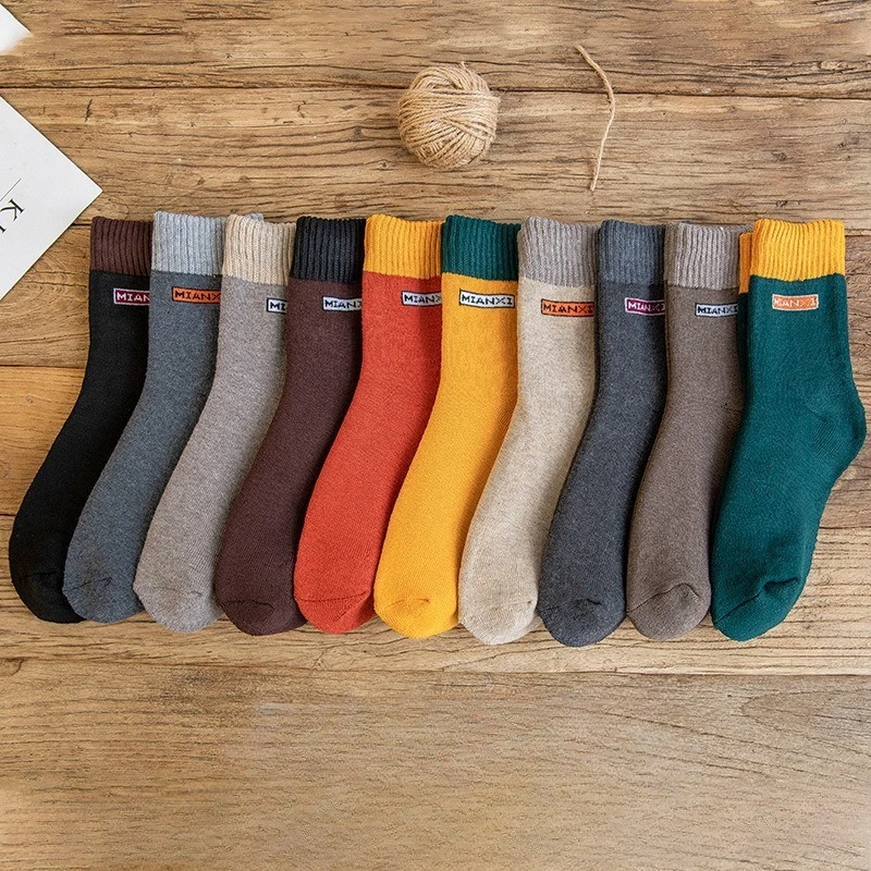 

10 pairs of winter men's plush thick middle tube socks for warmth antibacterial sweat absorbing odor proof casual socks