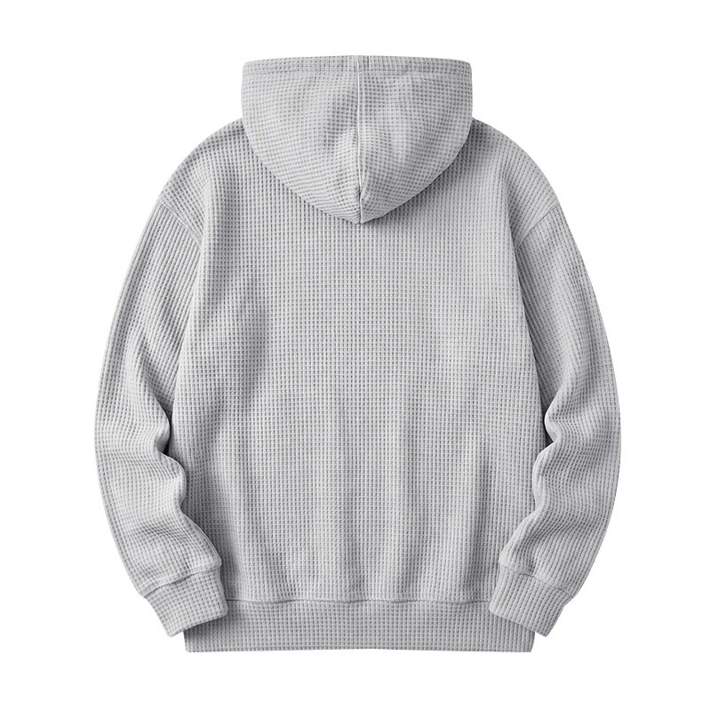 Herren Frühling und Herbst Einteiliger Waffel-Strick 1/4 Reißverschluss Lässiger Loser Kapuzenpullover, Geeignet für den Täglichen Gebrauch – Detail 16