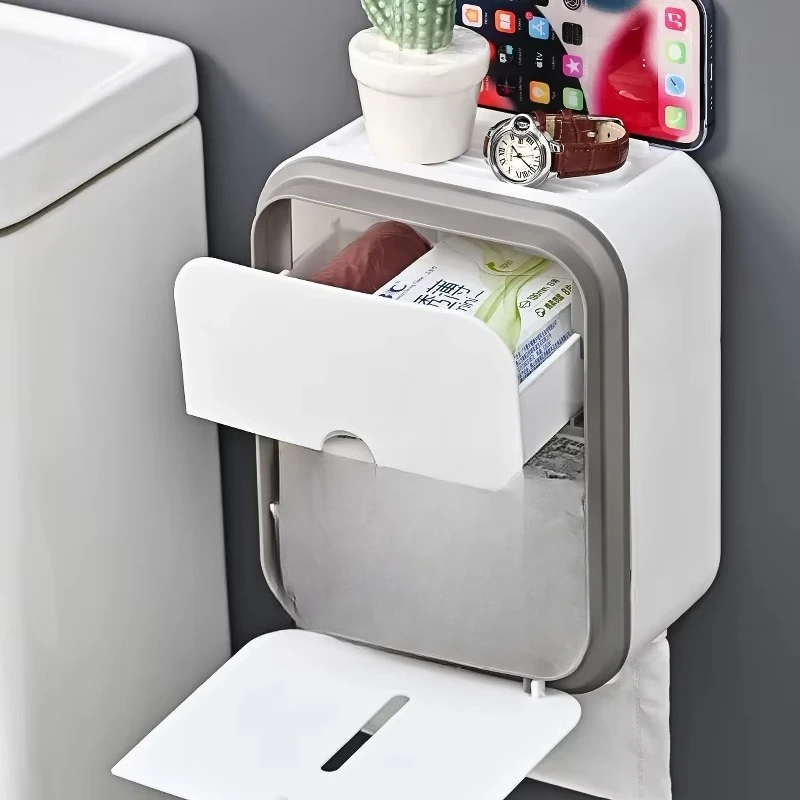 

Лидер продаж, настенный держатель для гигиенических салфеток, коробка для салфеток для ванной комнаты, без перфорации, креативный держатель для салфеток с выдвижным ящиком