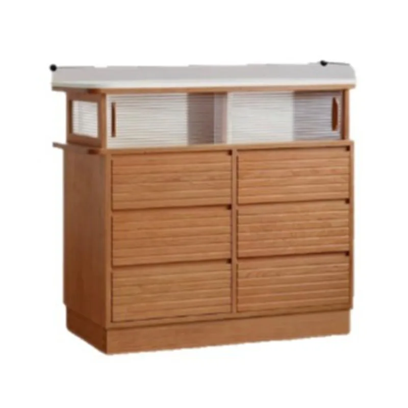 Nordic solid wood entrance bar cabinet, household small apartment rock slab partition island restaurant simple storage side