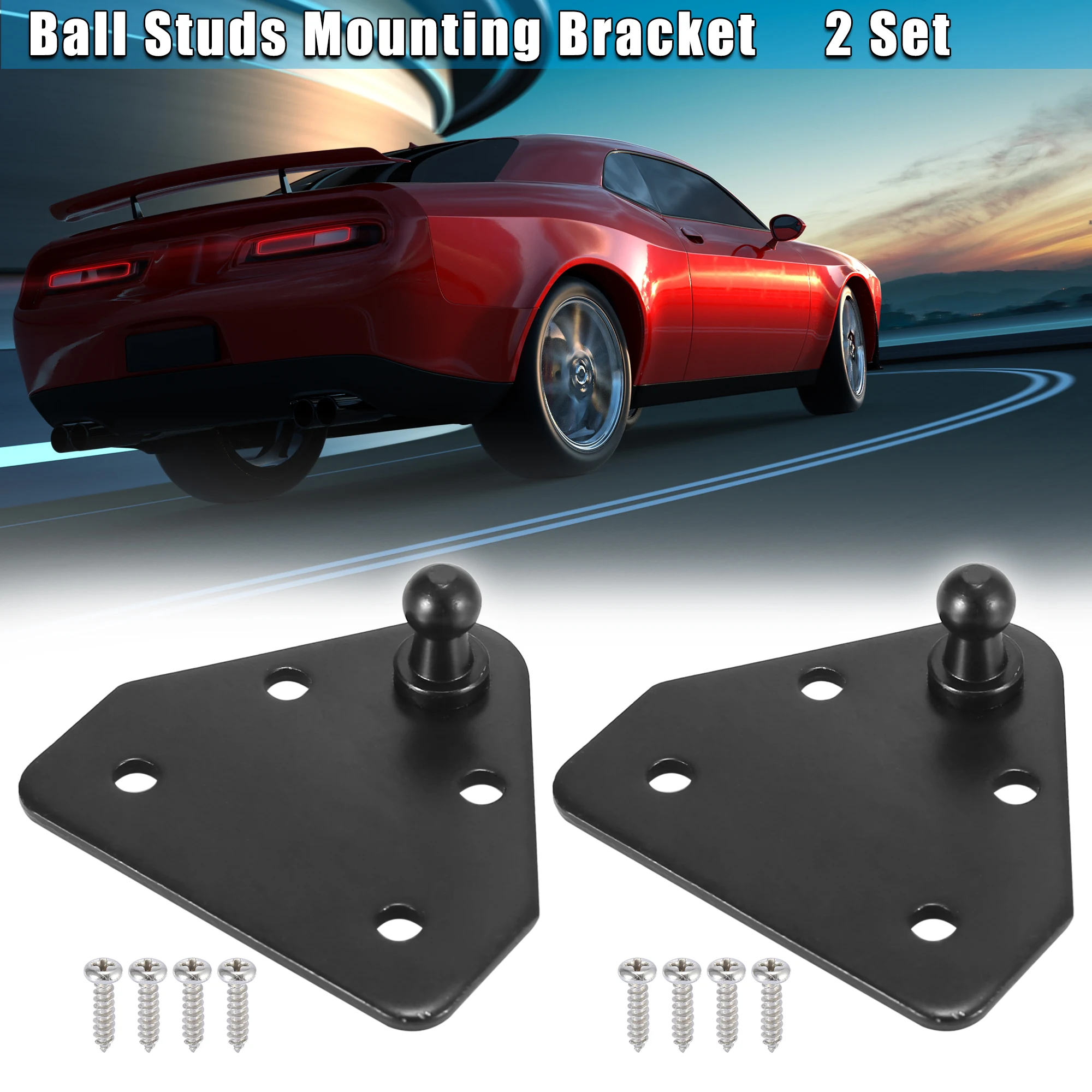 X Autohaux 4 Set Car Ball Studs Mounting Brackets for Gas Struts Shocks with Screws 64x58x21mm