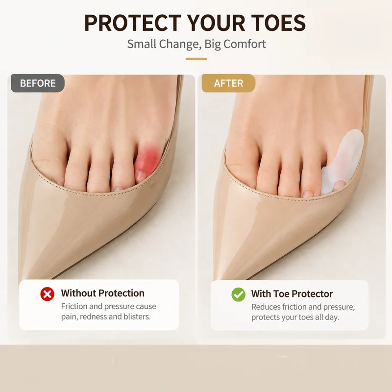 Invisible Silicone Little Toe Protector, Anti-Chafing and Anti-Squeezing Separator for the Tail Toe, Anti-Chafing Toe Protector for High Heels and Leather Shoes