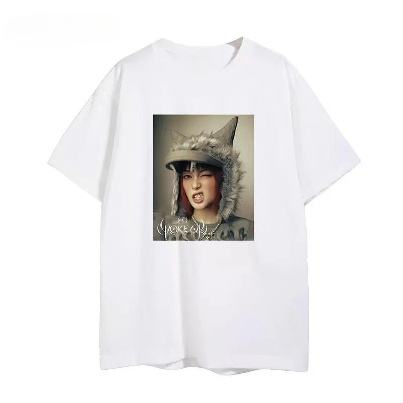 

Jurin peripheral short sleeved cotton t-shirt XG Korean version idol tee for male and female couples hot items ins personality