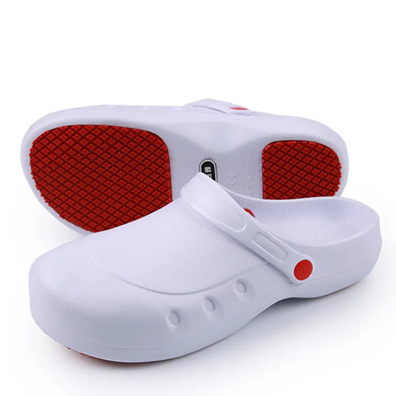 YISHEN Slippers Non-slip Waterproof Oil-proof Kitchen Chef Safety Work Shoes Steel Toe Hospital Nurse Slippers Unisex Shoes