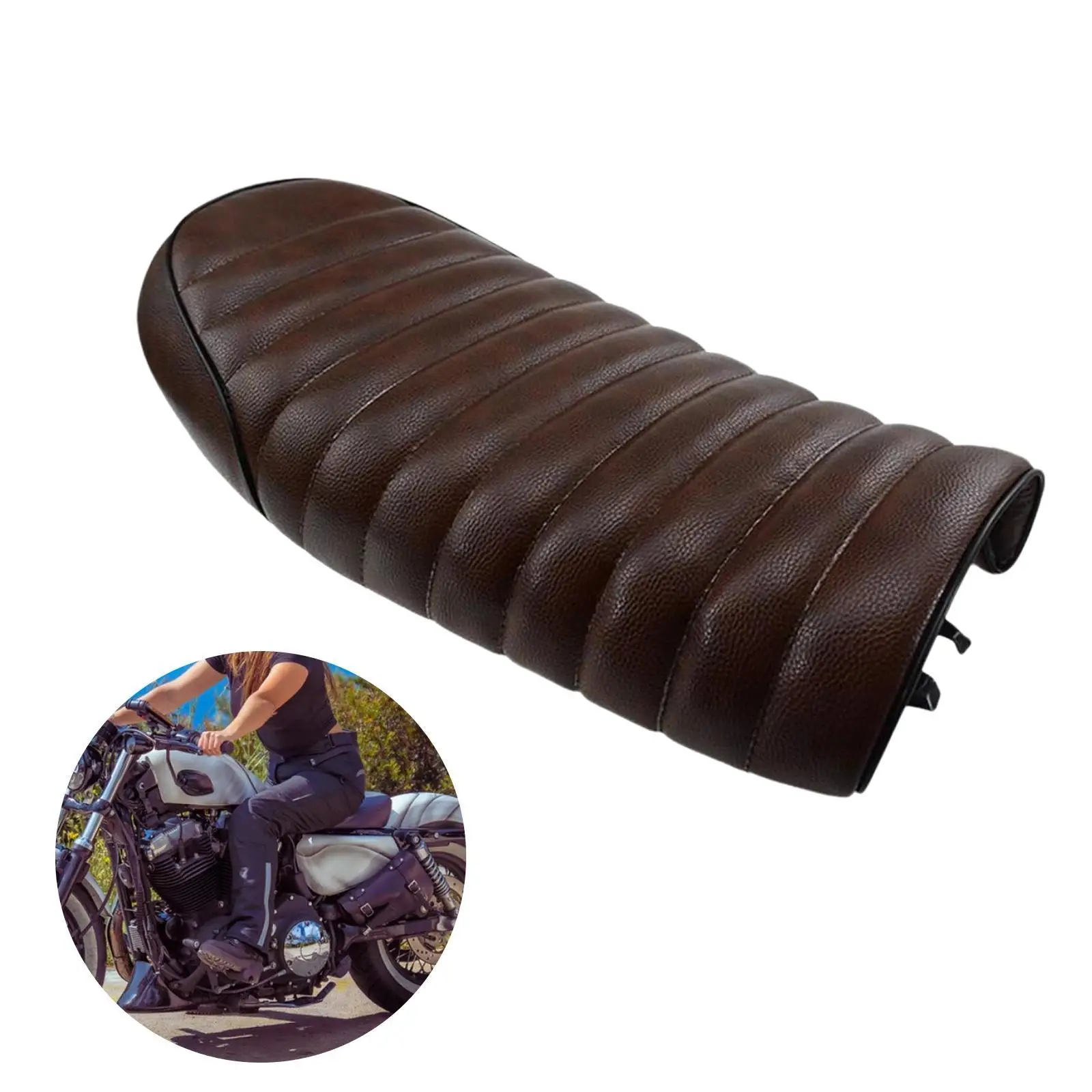 Motorcycle Saddle Seat Waterproof Leatherette Vintage Bench Cushion Cafe Racer Universal Classic Retro for Honda CB Series
