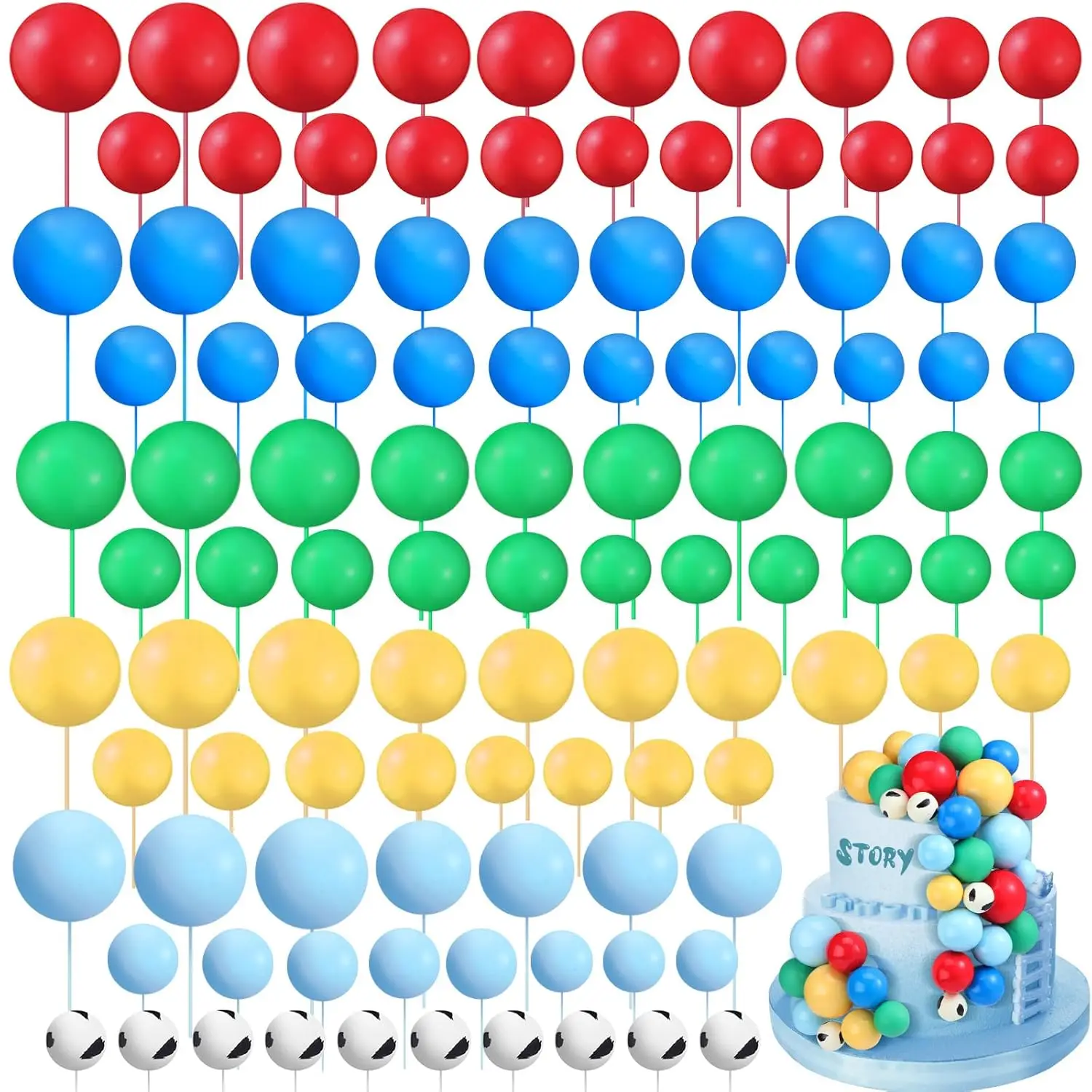 108-teilige Kugeln, Kuchendeckel, Luftballons, Cupcake-Topper, DIY-Luftballons, Cupcake-Topper für Hochzeit, Weihnachten, Jahrestag, Geburtstag – Detail 21