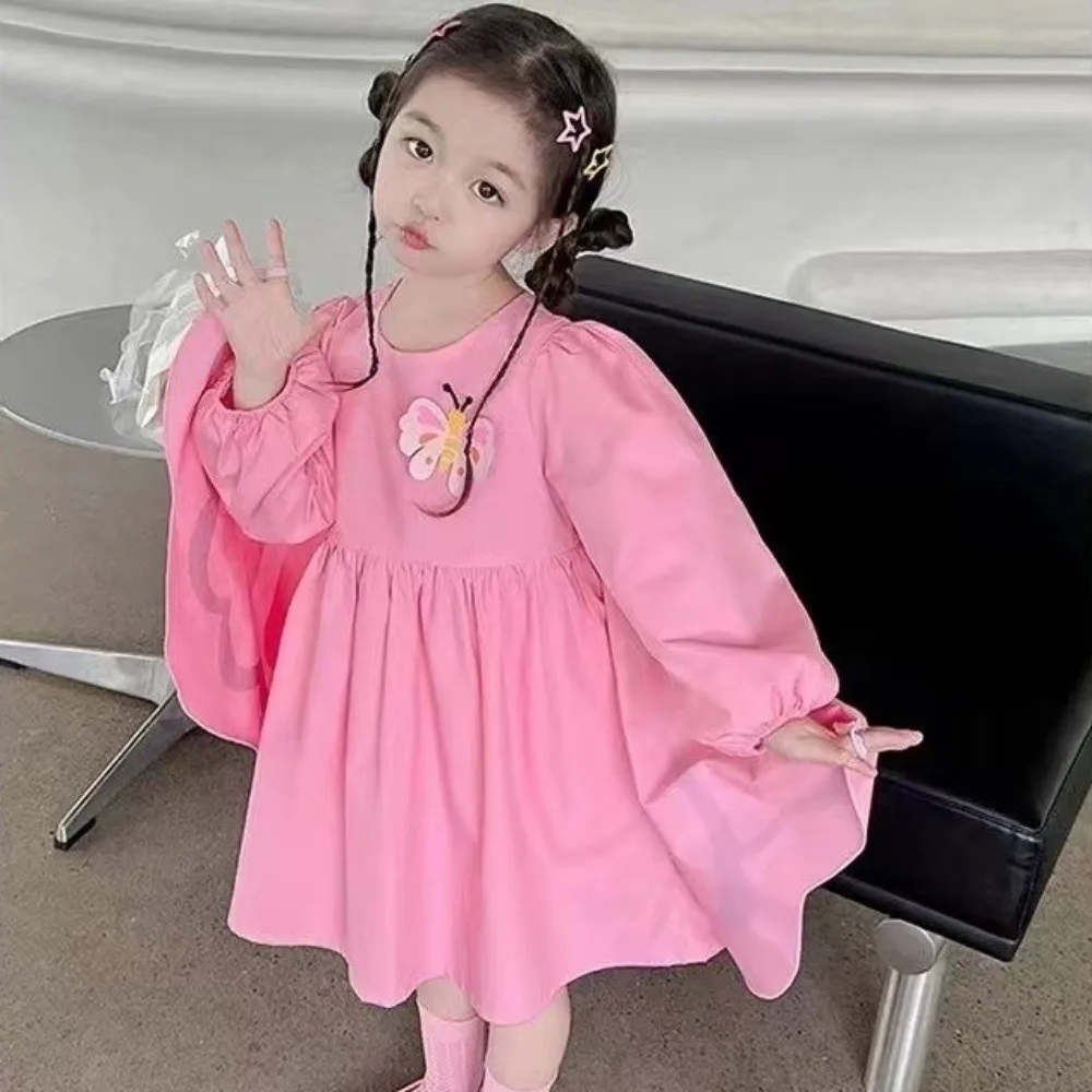Fashion Long Sleeve Butterfly Wings Dress Cute Creative Princess Dress Sweet Polyster Girls Dress Children
