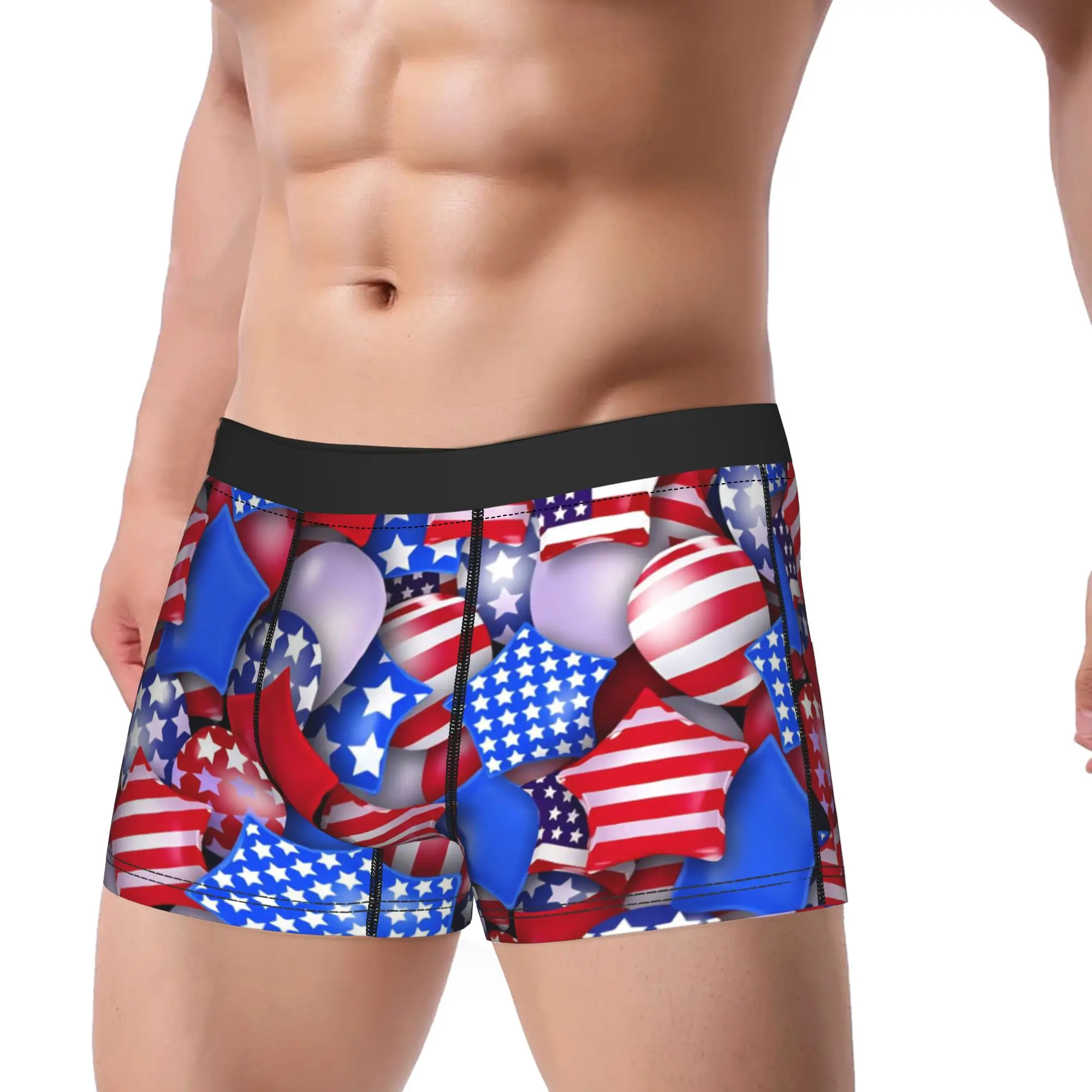 American flag Star and Ball Boxer Brief  Underwear High Quality Male Breathable Boxershorts Printed Large Size Underpants