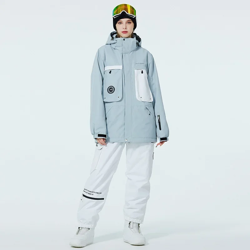 

New Winter Outdoor Ski Suit Women's Snowboard Casual Sports Loose Fitting Suit Men's Windproof Warm Breathable Hooded Snow Suit