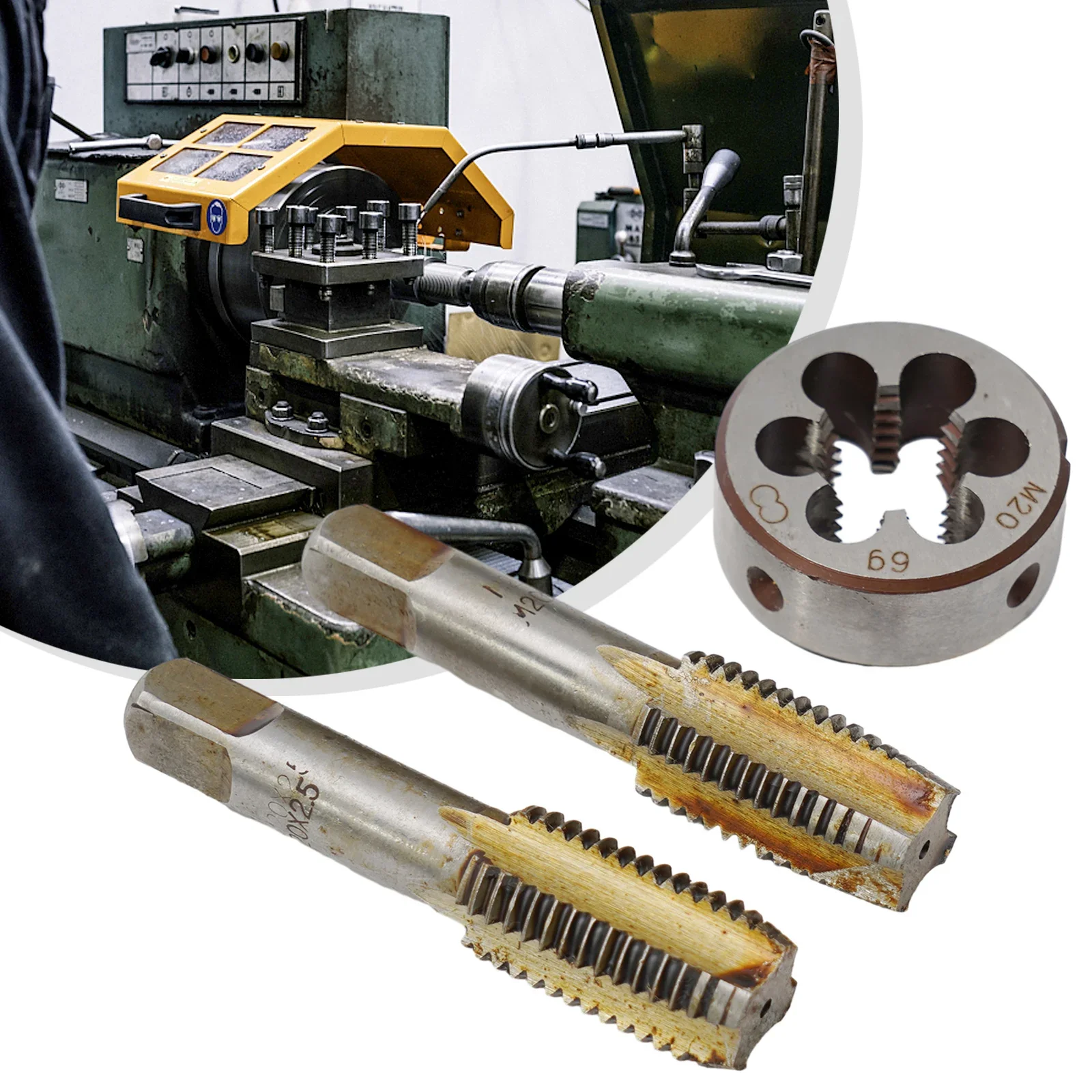 HSS M20 x 2 5mm Taper and Tap with M20 x 2 5mm Die Metric Thread Right Hand Set 3 Pieces for Durable Metalworking