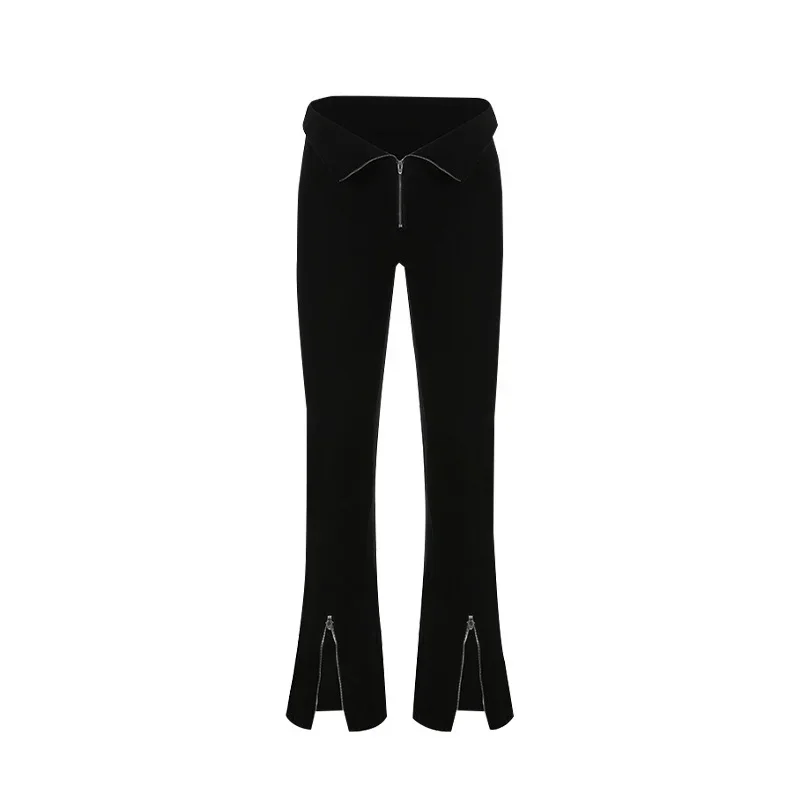 2025 Spring New Slim Fit High Waisted Split Women's Pants And Knitted Hoodie Two-piece Set Of Korean Fashion Casual Pants Set
