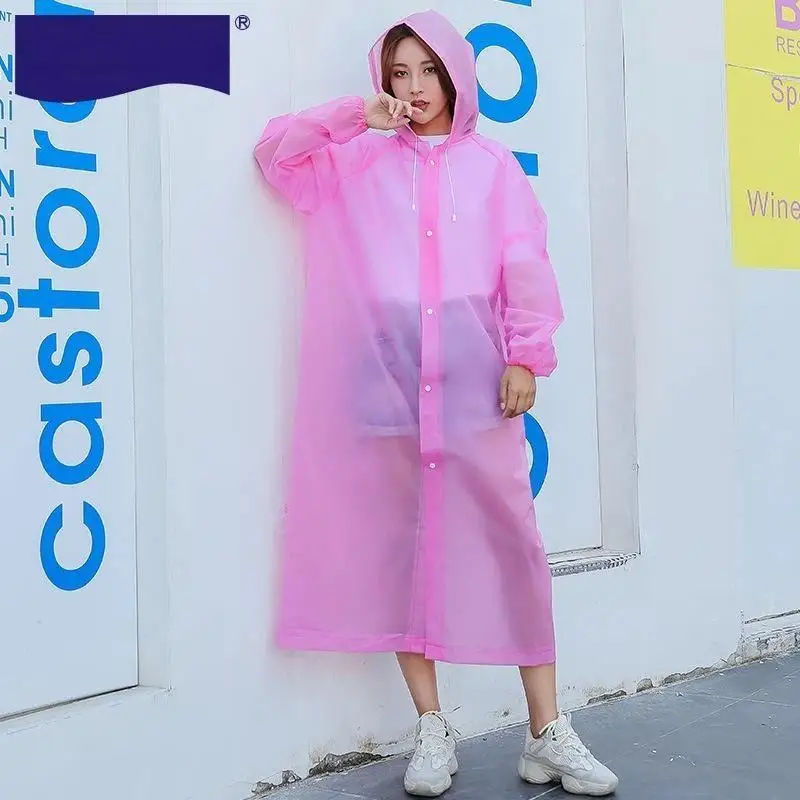 GRS Certified Recycled Colorful Long Raincoat Waterproof Hood Lightweight For Hiking Commuting Daily Use