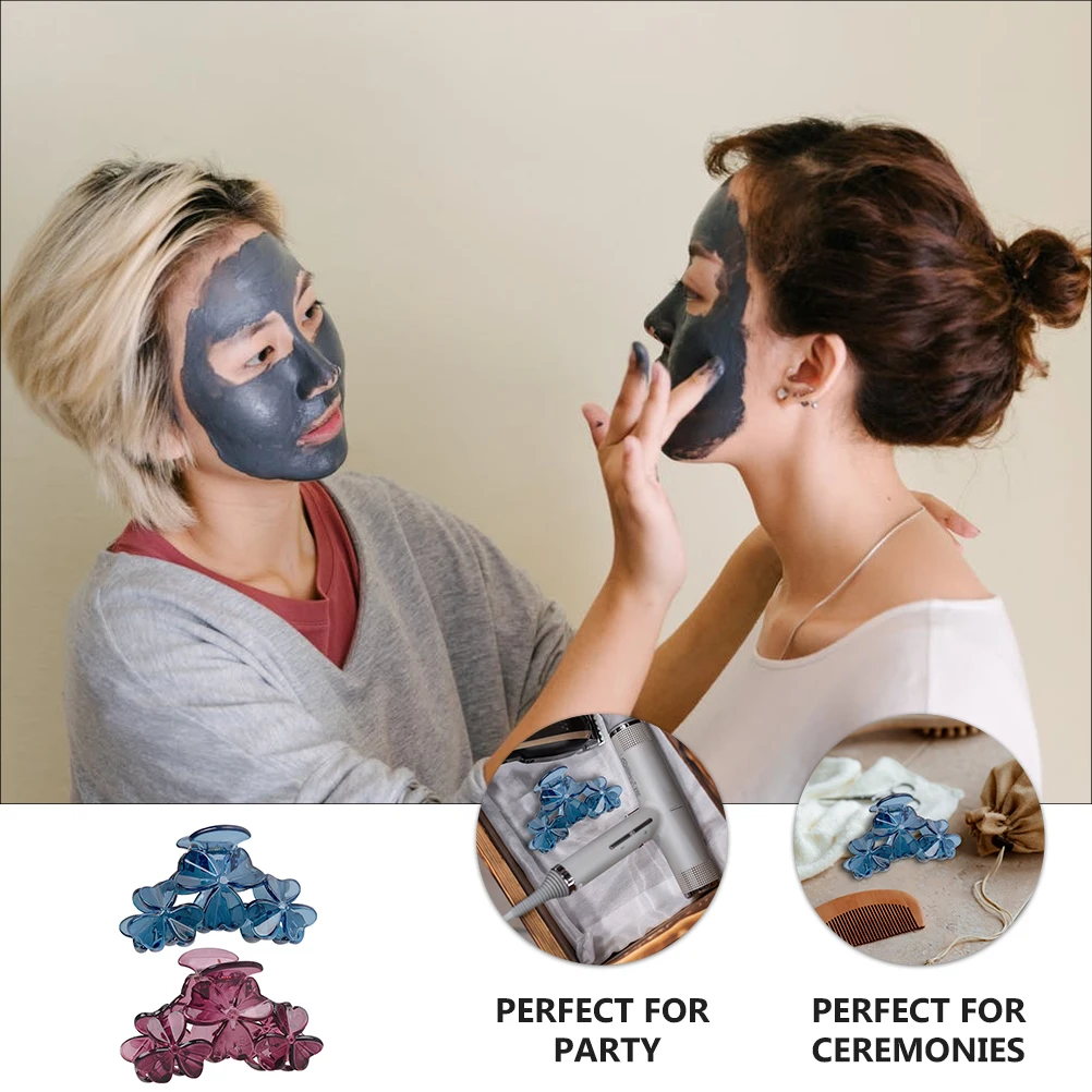 

2Pcs Resin Fashion Hair Clips Claw Clips Durable Blue Stylish Grip Bobby Pins Decorative Female Hairpin Wide Application