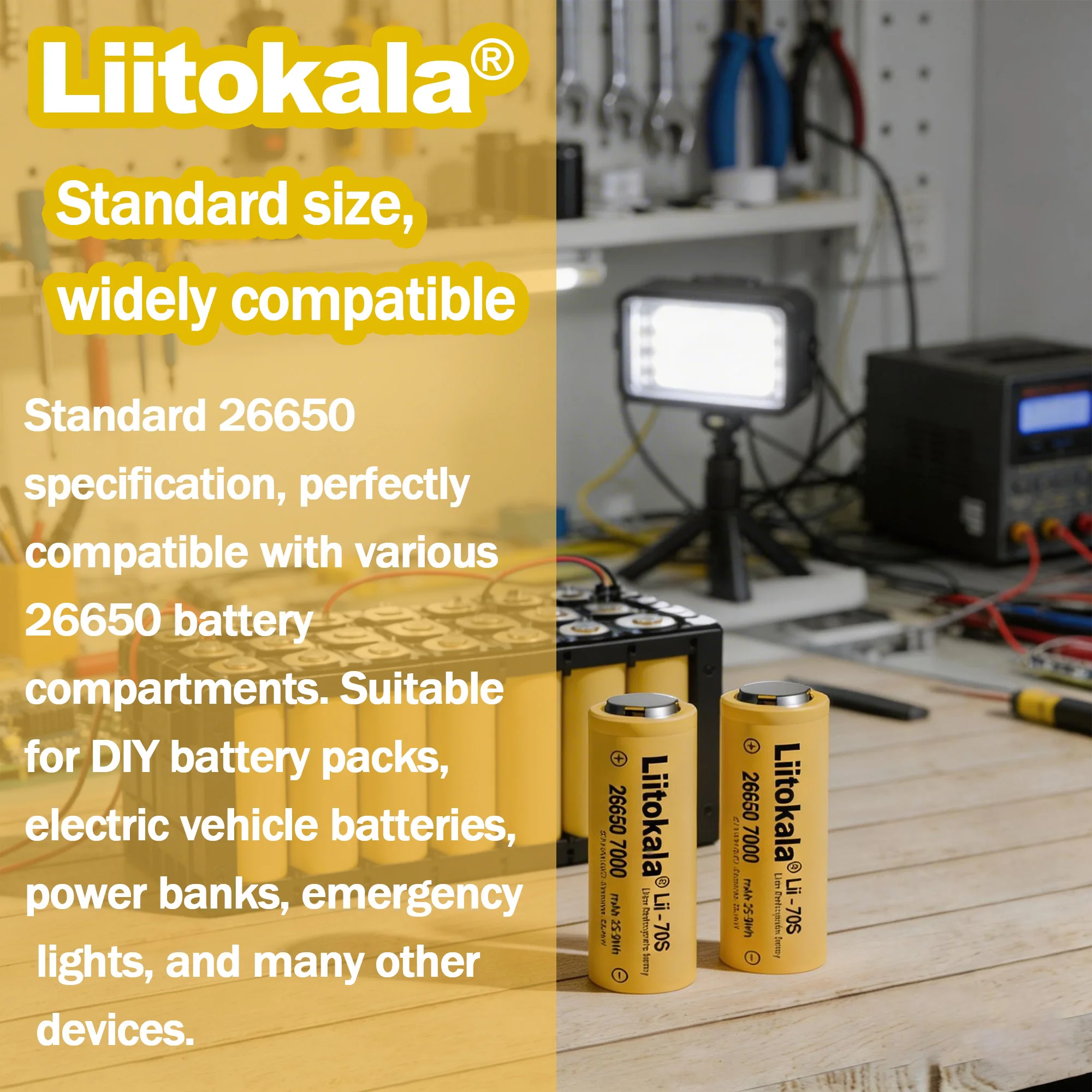 LiitoKala LII-70S-JT 26650 3.7V 7000mA 35A power Rechargeable lithium battery 26650 Suitable for Flashlight batteries
