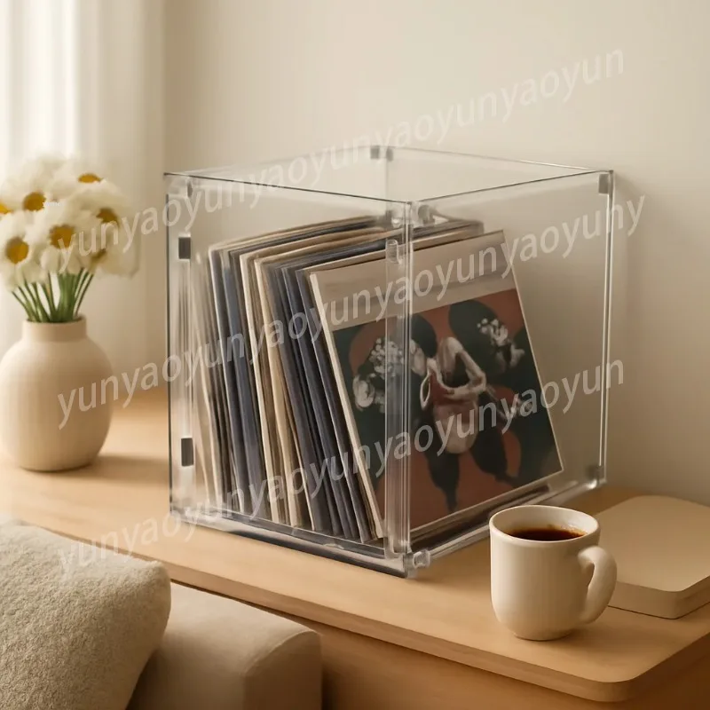 Black Record Storage Rack Transparent Acrylic  Storage Box Album Display Box Phonograph Recorder Dust-proof Cabinet