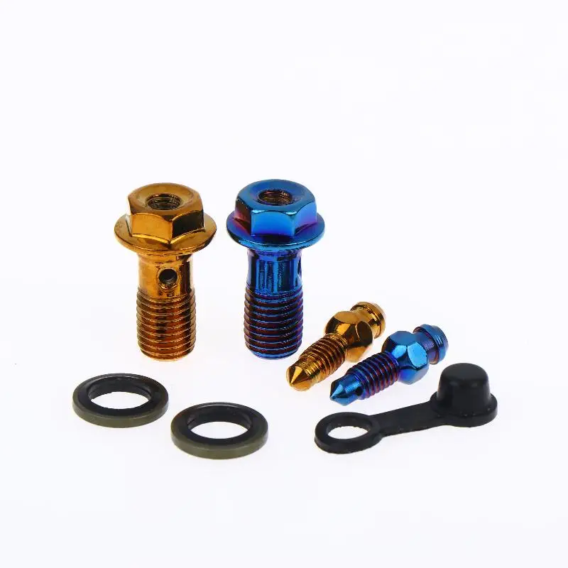 1Set Motorcycle Accessories Brake Bleed Screw Banjo Bolt M10*1.25mm /1.0mm Air Release Brake Caliper Cylinder Screw