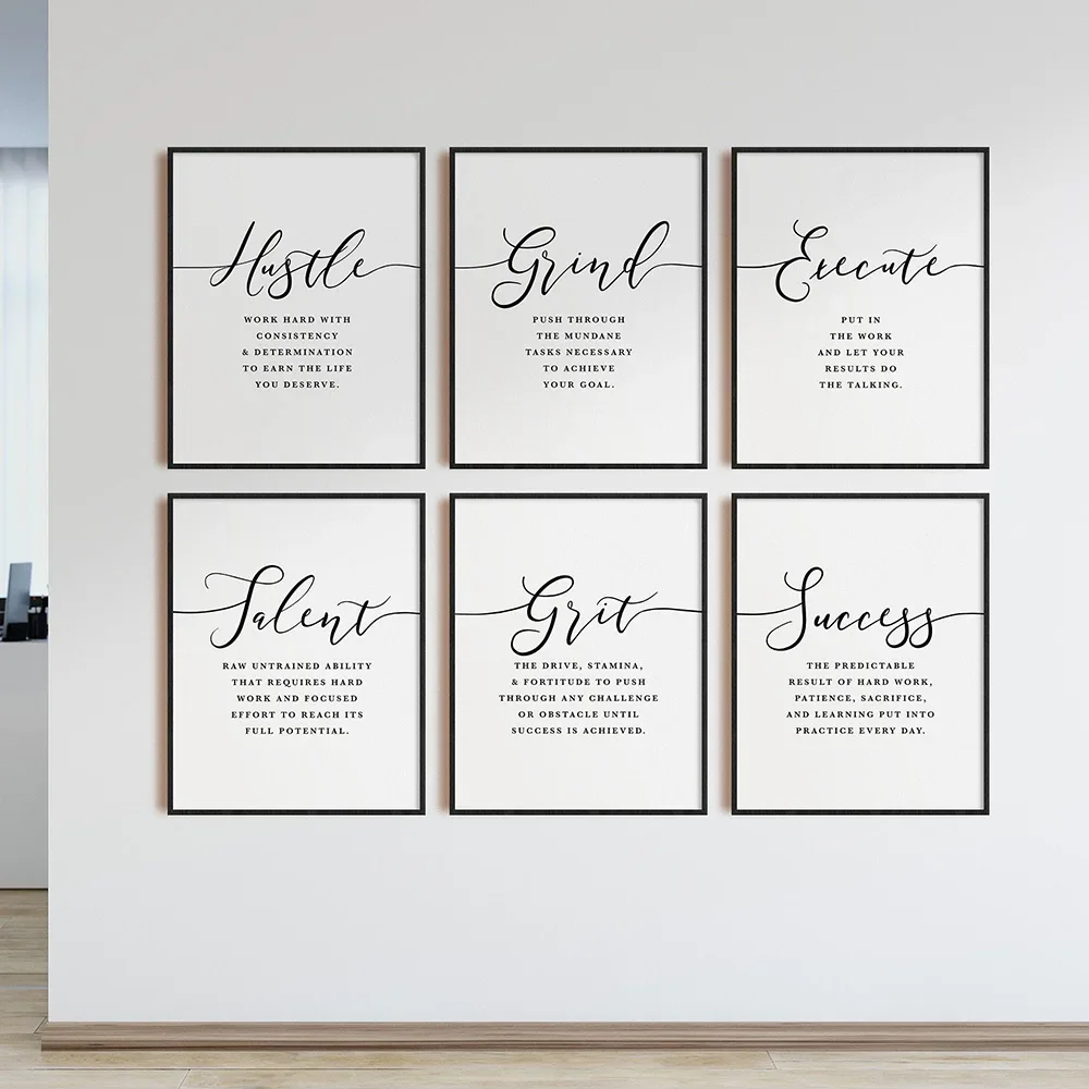 Affiches et imprimés de motivation Talent Hustle Success, décor de bureau, Art moderne, entrepreneur, peinture sur toile, images