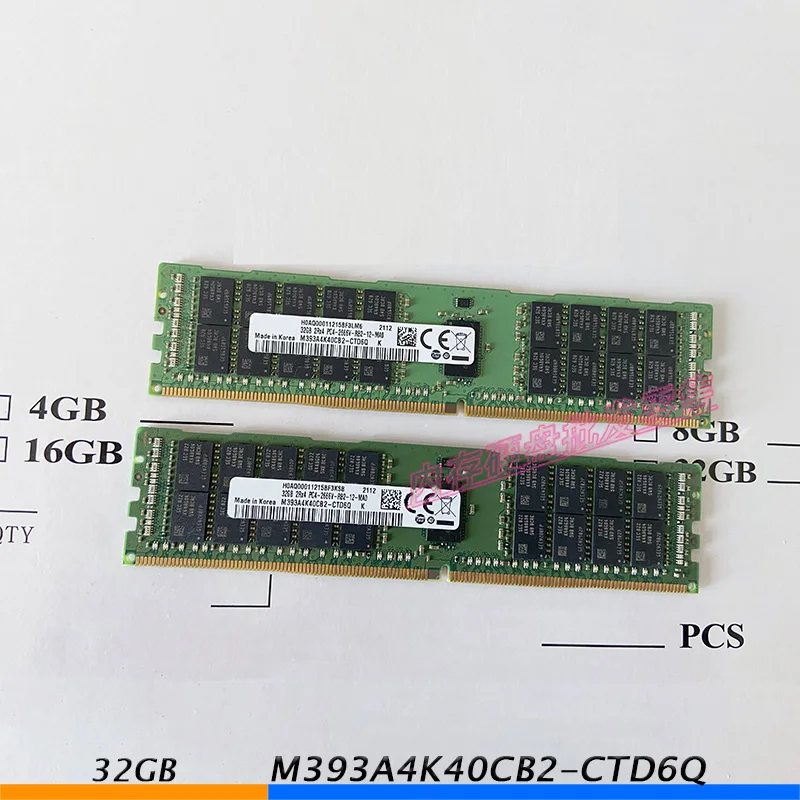 1 قطعة M393A4K40CB2-CTD6Q DDR4 32G 2666 2RX4 PC4-2666V 32GB ECC REG RDIMM لوحدة ذاكرة الوصول العشوائي لخادم سامسونج