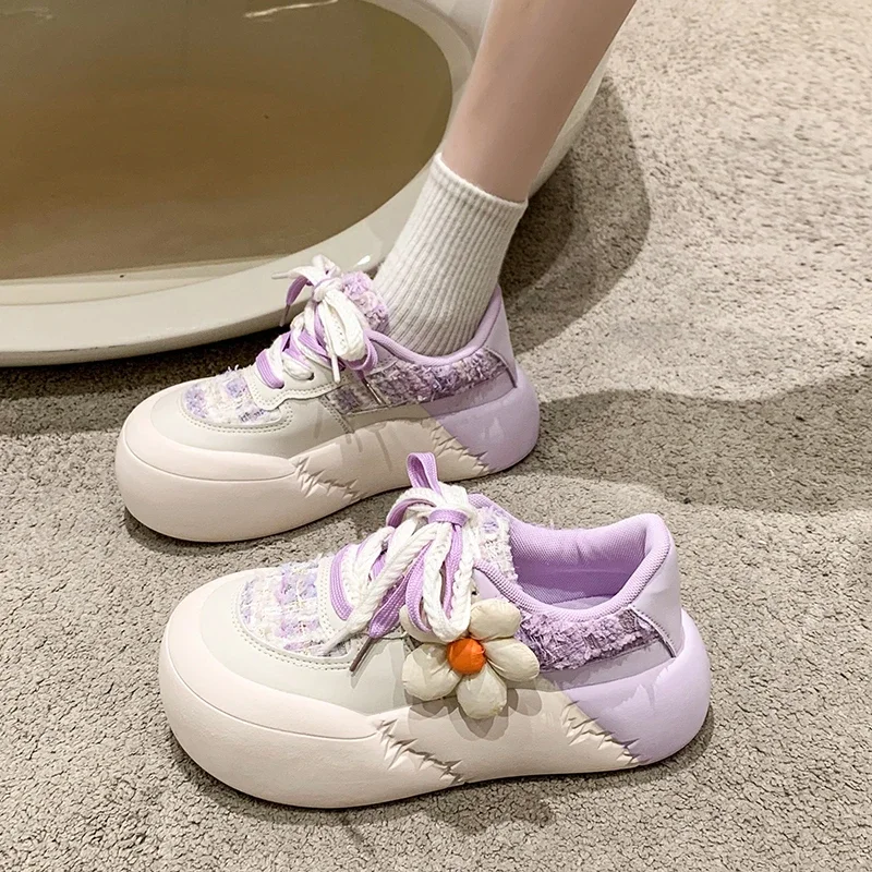 2023 New Kawaii Fashion All-match Platform Shoes Sports Style Casual Round Toe Spring Autumn Korean Version Sweet Cute Sneakers