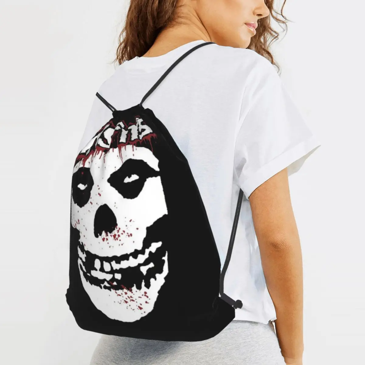 

Misfits Skull Backpacks Multi-function Drawstring Bags Storage Bag Book Bags for Man Woman School