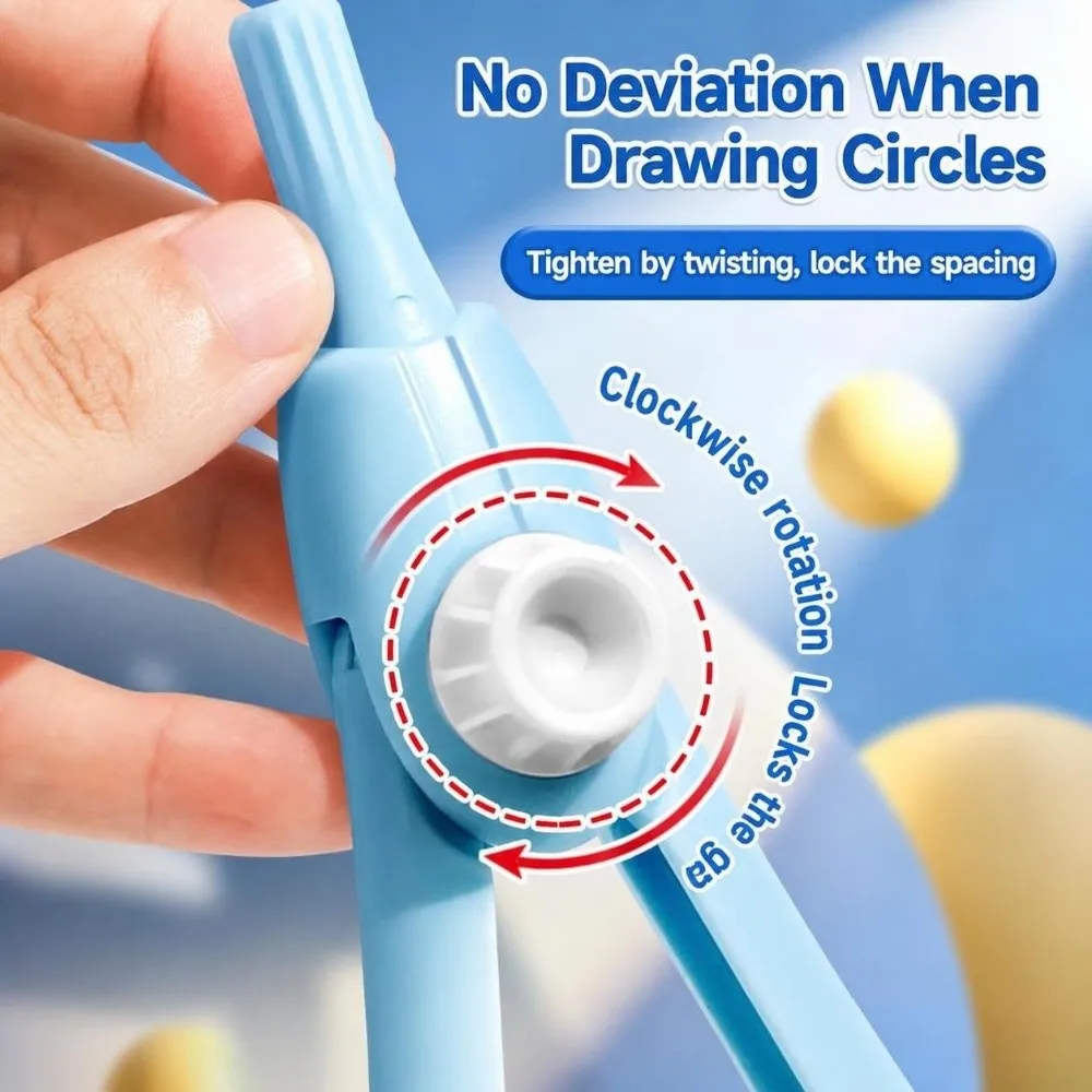 Digital Display Compass Safe No Metal with Replacement Pencil Leads Drawing Compass Lock-Distance Drawing Circles Tool