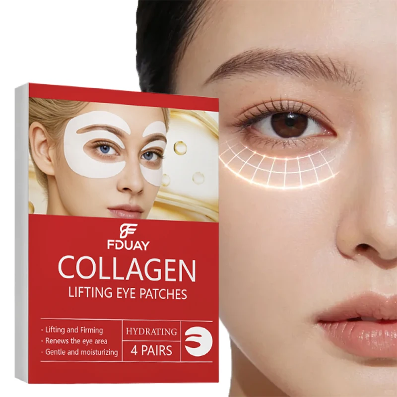 Collagen Rejuvenating Eye Patches, Deep Hydration, Refine Uneven Under Eye Skin, Skin-Friendly, 4 Pairs