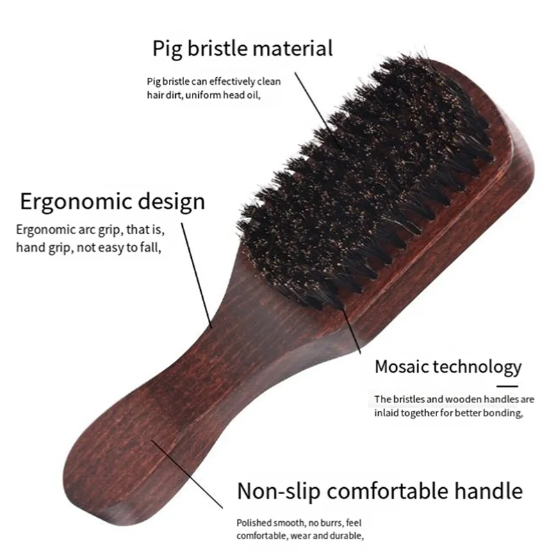 BAAO-1Pcs Hair Funnel Wooden Shaving Brush The Face Baby Beard Brush, Durable Easy Install Black
