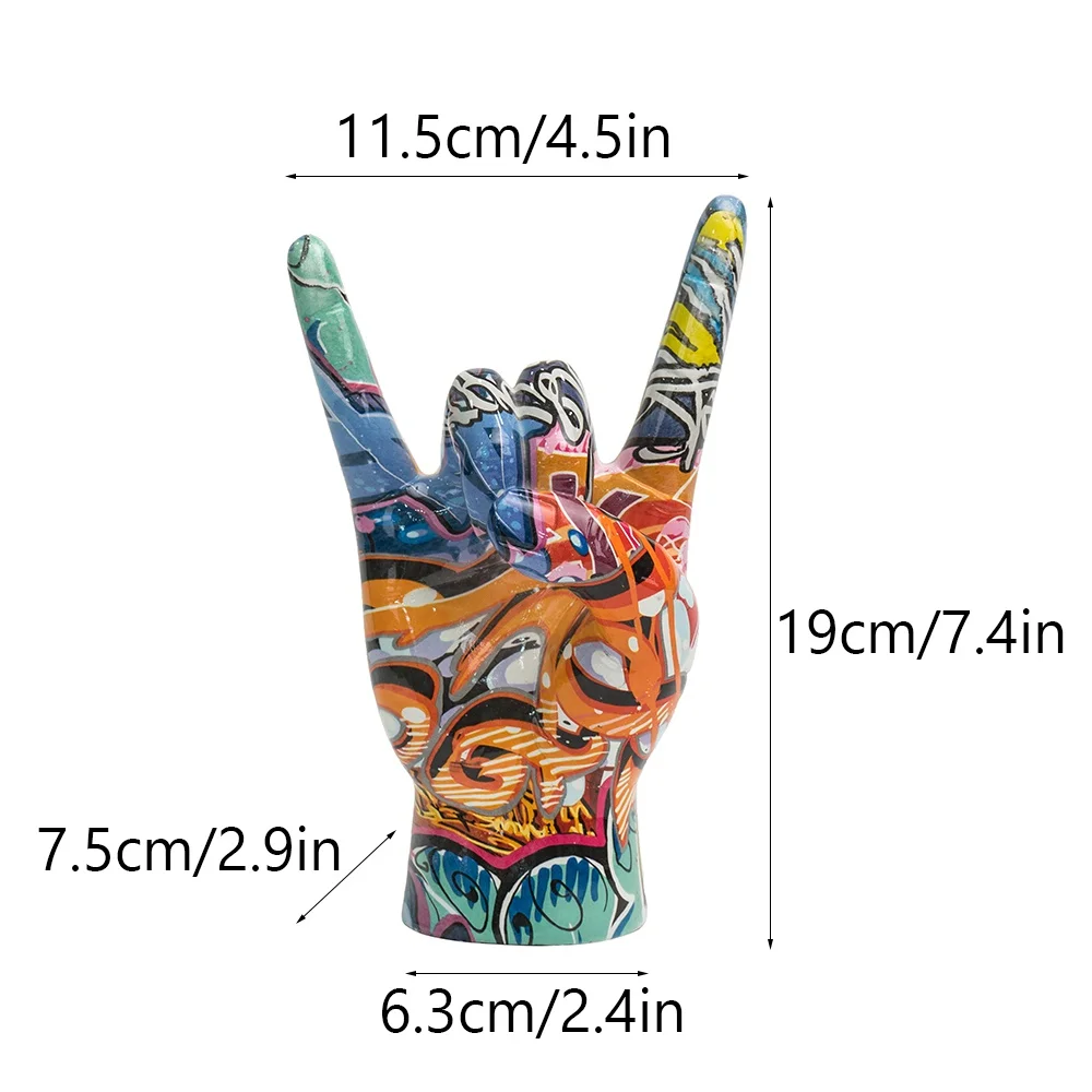 Vilead Graffiti Rock On Hand Figurines Rock and Roll Decor Bookshelf Home Wall Shelf Decoration Modern Pop Art Music Fans Gift - Image 6