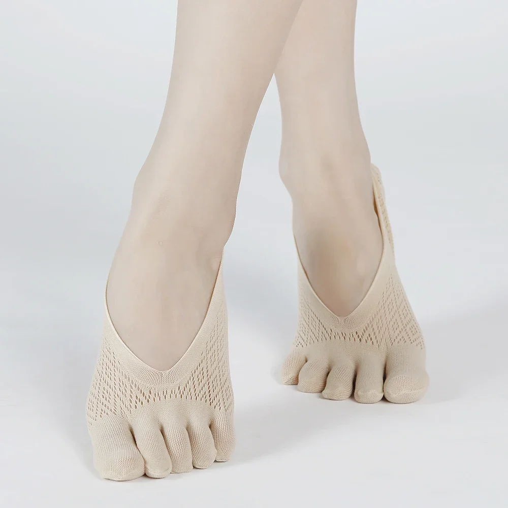 Fashionable Five-toe Socks Invisible Breathable Silicone Non-slip Five-toe Socks with Mesh Absorbent Student Boat Socks