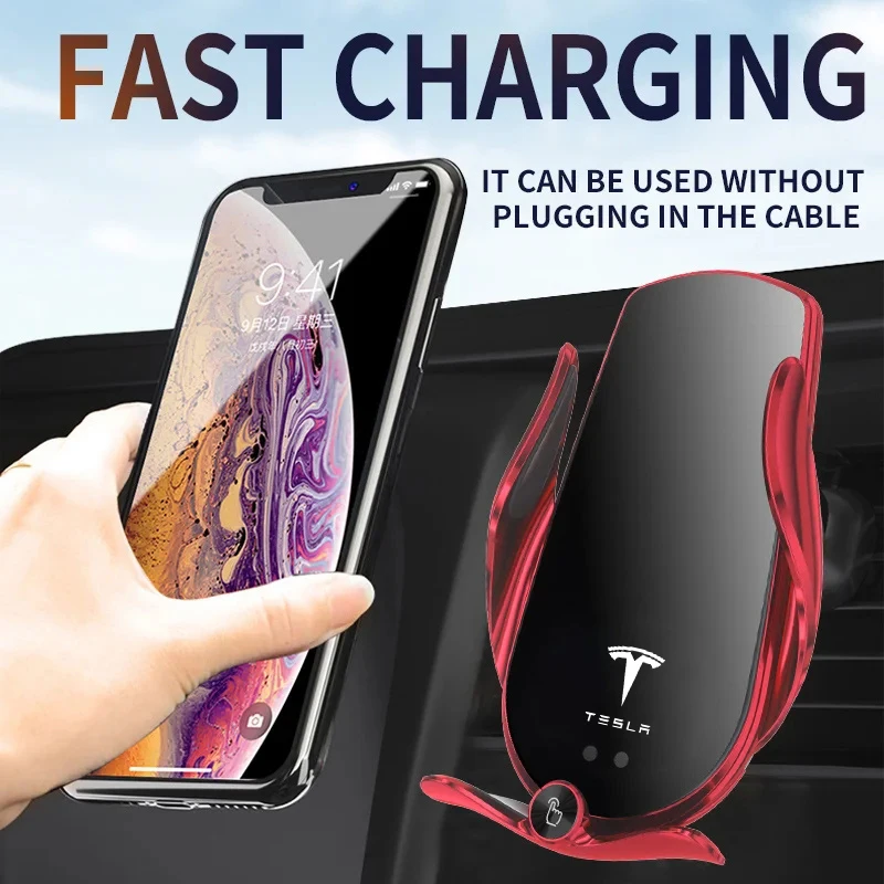 Fashion Car Wireless Charging Mobile Phone Bracket Auto Interior Accessories For Tesla Model 3 Model S X Model Y Roadster SpaceX