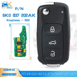 KEYECU 5K0 837 202AK Keyless-Go Remote Key 315MHz ID48 Fob for Volkswagen Golf Beetle Jetta Passat (Models with Prox) NBG010206T