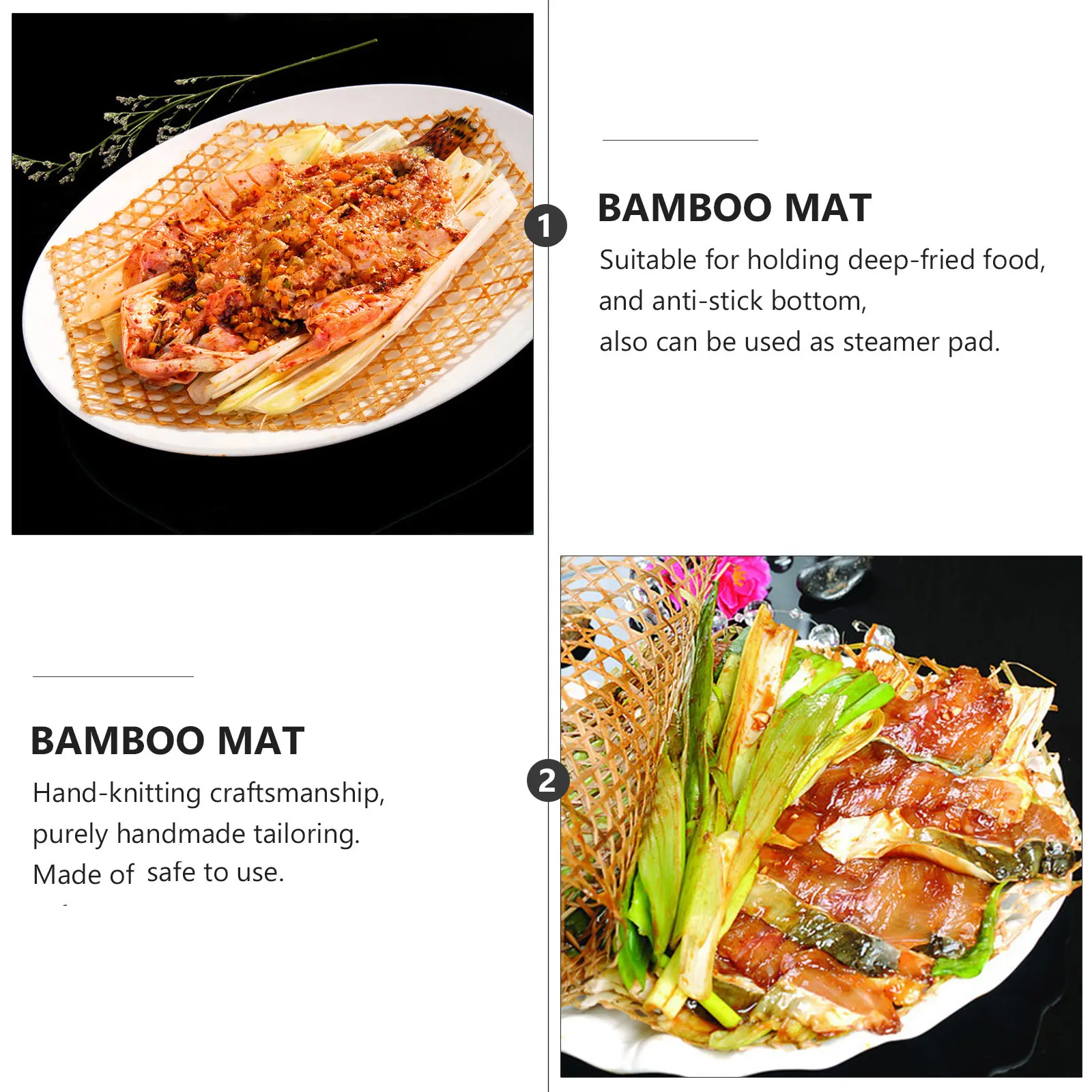 

Bamboo Cooling Mesh Plate Mats Anti Oil Dinner Coaster Rustic Decorative Table Pad Fried Food Holder Steamer Mat H woven Bamboo