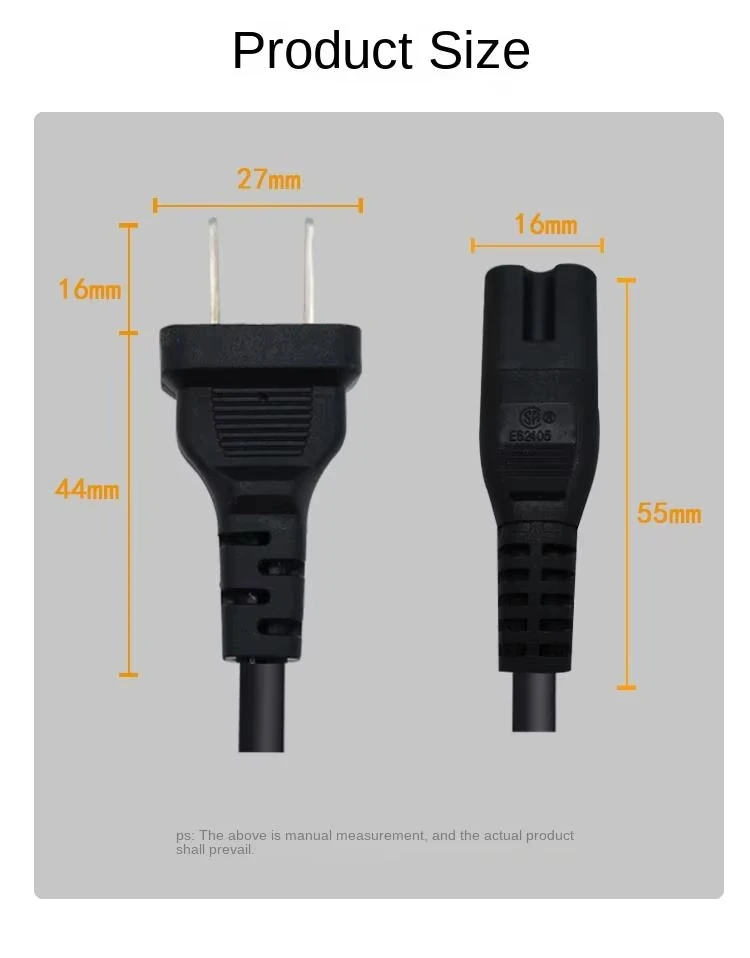 QMQF EU US 1.5M Power Cable 2pin IEC320 C7 Extension Cord For Dell Laptop Charger Canon Epson Printer Radio Speaker PS4 XBOX AC