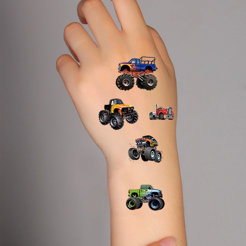 10 Sheets Off-road Vehicle Truck Pattern Tattoo Stickers Waterproof Cartoon Fake Hand Tattoo Cute Temporary Tattoos Body Art