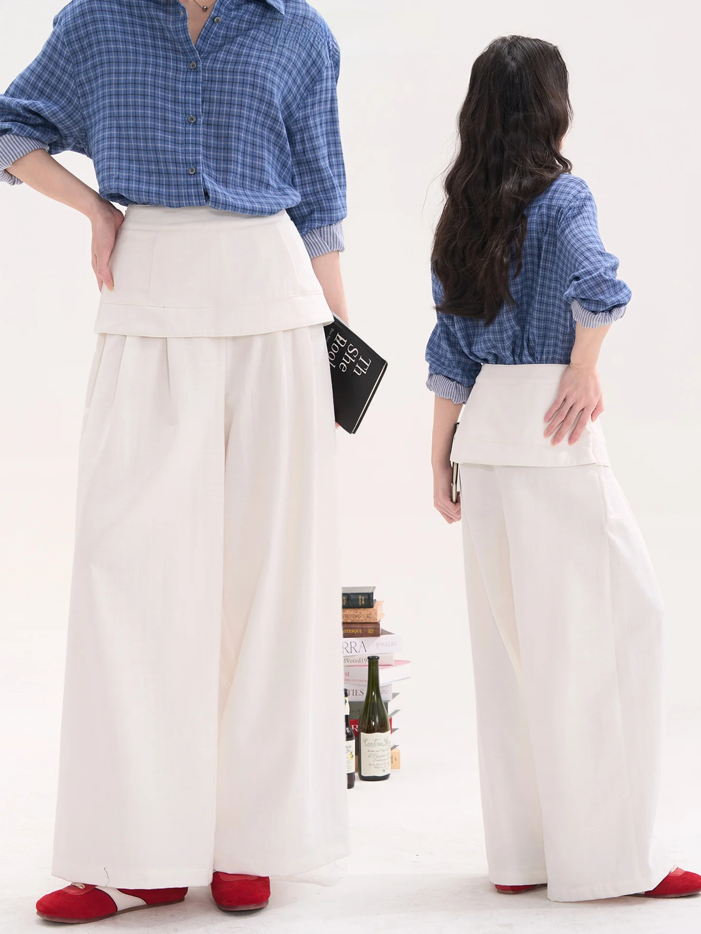 

Стильные корейские женские повседневные брюки прямого кроя с широкими штанинами для ранней весны, из смесового полиэстера и хлопка