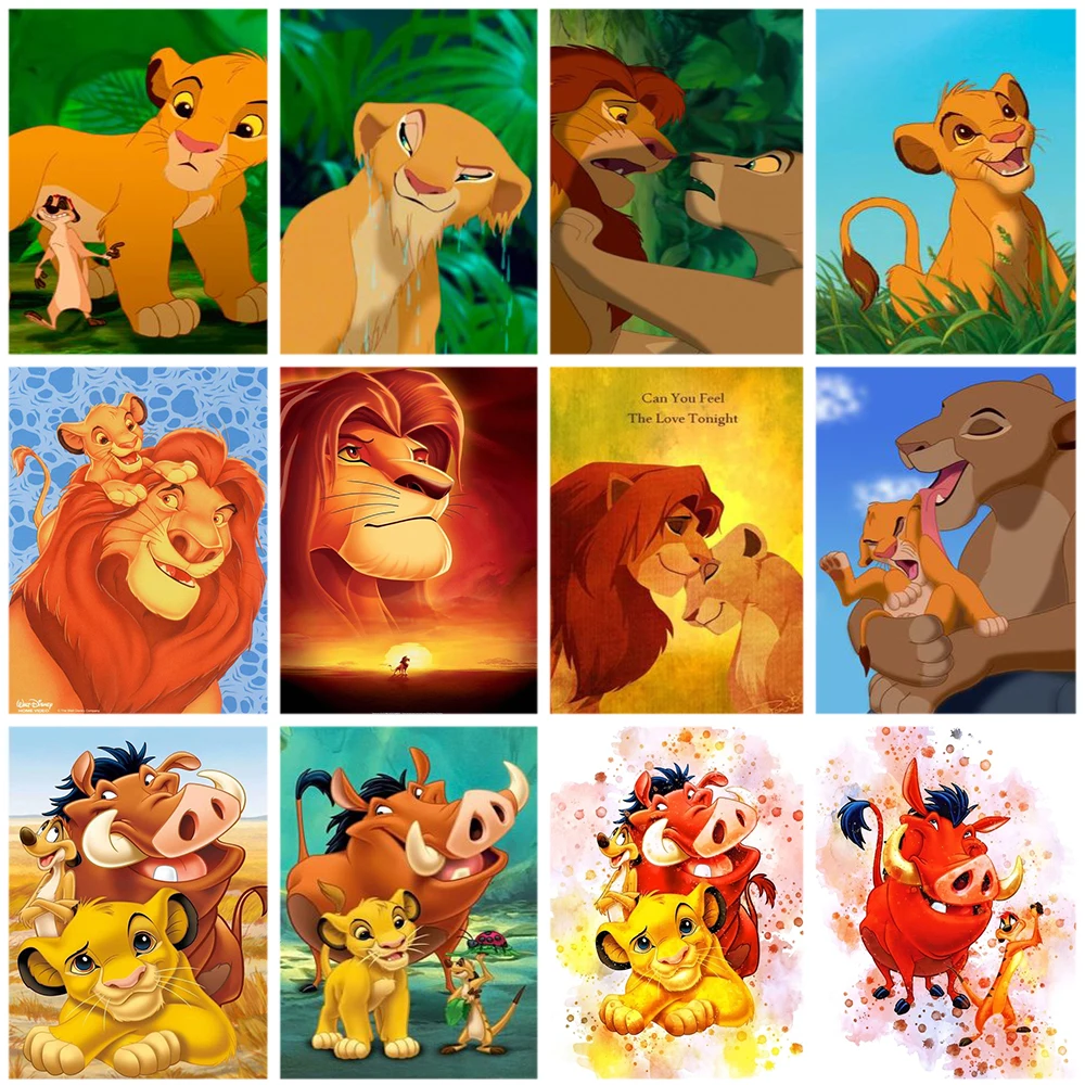 Disney Cartoon Lion King Simba Wall Art Canvas Painting Nordic Posters and Prints Wall Pictures for Living Room Decor