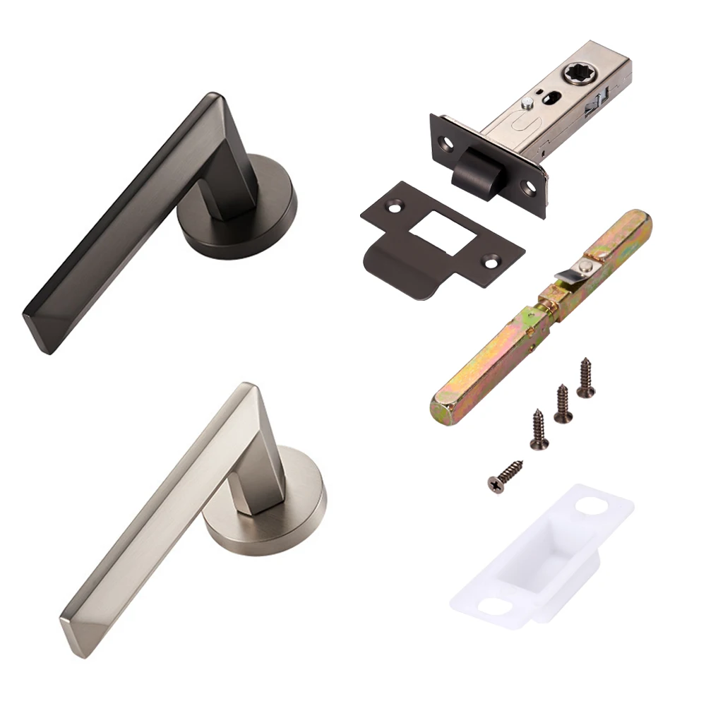 Factory Custom Nickel Zinc Alloy Lever Door Handle Kit Lock Lockset Passage Door Handle for Home