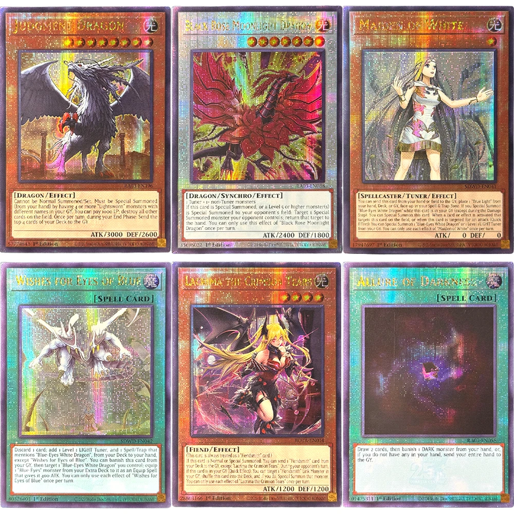

Ю-Ги-О! TCG Proxy Cards Голографическая коллекция QCScR Игрушка Девочка из белой черной розы Лунный свет Дракон Карты Allure of Darkness