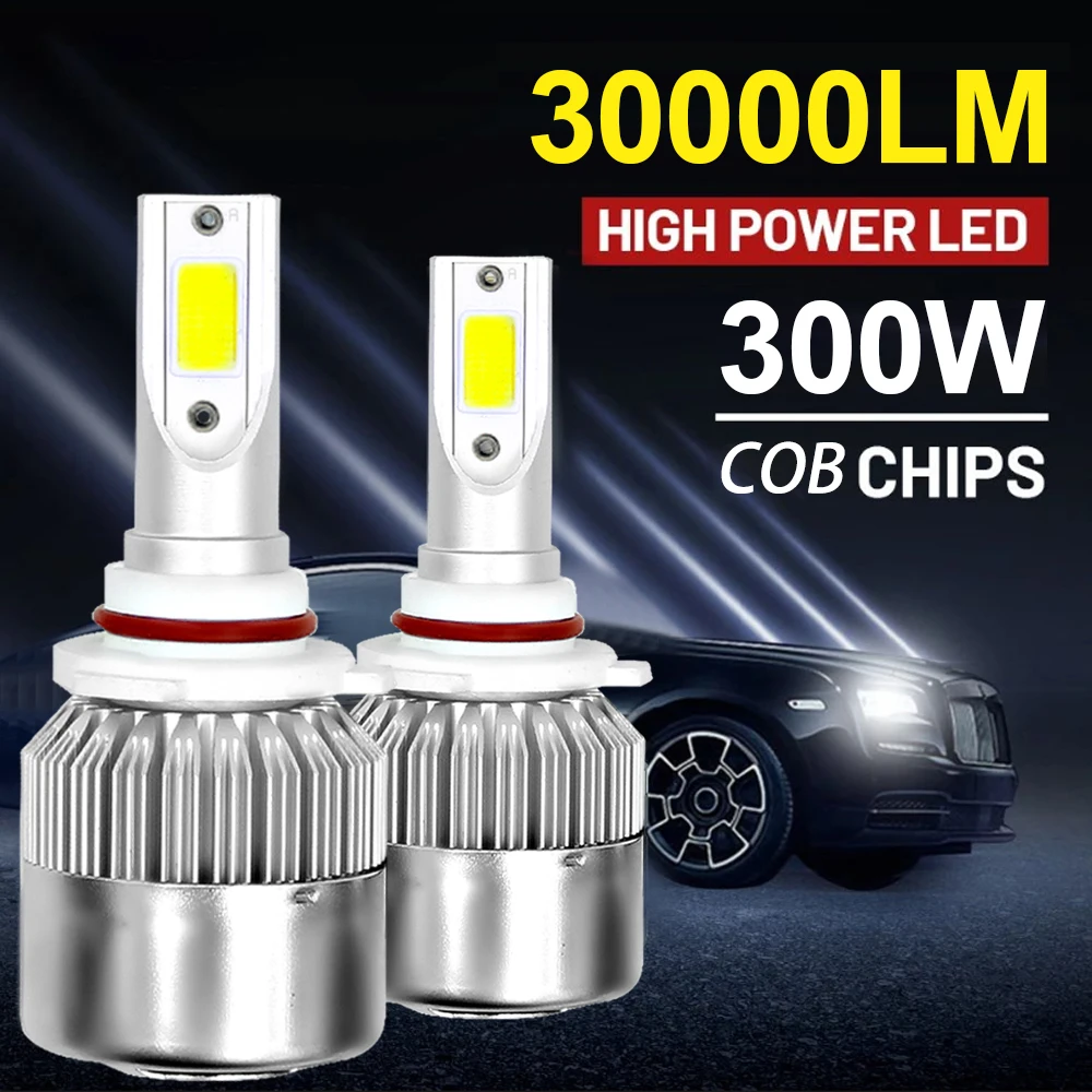 

H7 9005 9006 Светодиодные лампы для фар Размер 1:1, мини H1 H3 H11 H13 880 9004 9007 300 Вт 30000LM 6500K 12V Plug and Play Автомобильные фары
