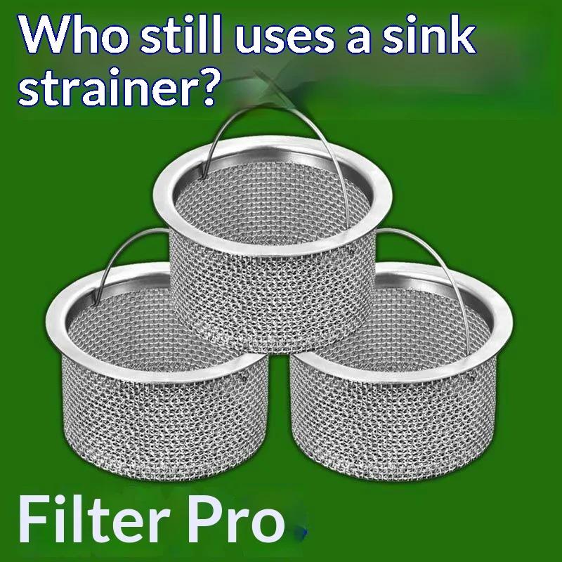 Stainless Steel Kitchen Sink Strainer with Handle Food Residue Catcher Drain Filter Basket Sink Drain Protector Kitchen Gadget